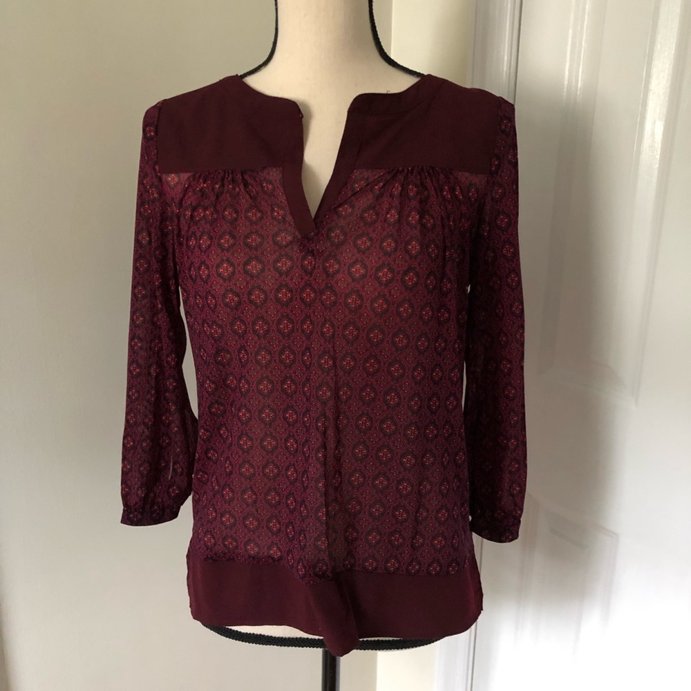 The Limited Burgundy/ Navy blouse, M